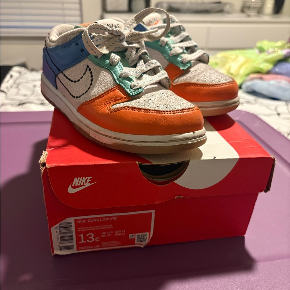 Nike Dunk Low - Orange, Blue, and White